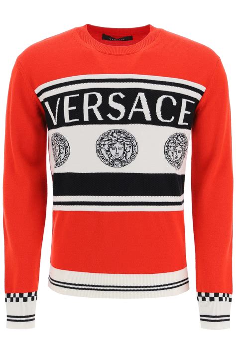 versace sweater half yellow half red|Versace sweater cheap.